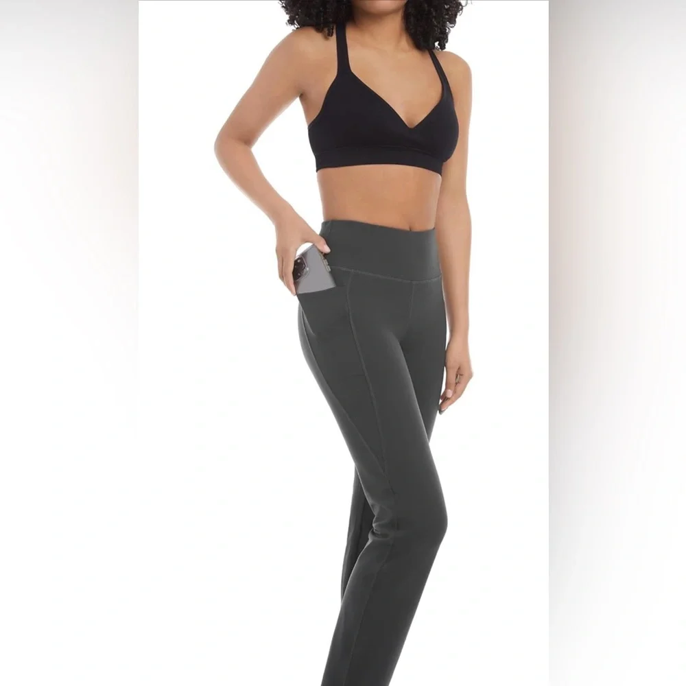 Jockey Active Straight Leg Pants Black Gray High Waist Pockets Sz S - Picture 3 of 3